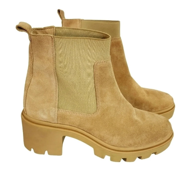 ANTONIO DE FARIA Suede  chunky ankle Booties tan block heel leather grunge y2k - Picture 1 of 10